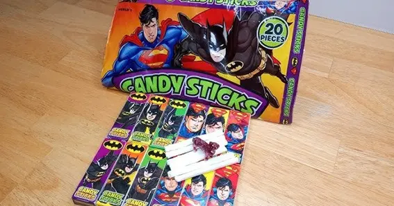 candy sticks w/ tattoo - dc comic justice league